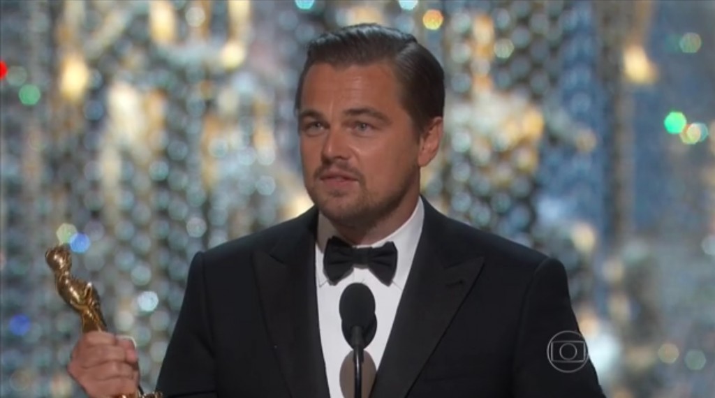 Leonardo DiCaprio discursa agradecendo seu primeiro Oscar - Foto: Reprodução