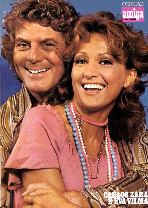 Eva Wilma e o marido Carlos Zara, com quem contracenou em Mulheres de Areia, em 1973, na TV Tupi, em poster da revista Amiga - Foto: Divulgação - Blog do Arcanjo