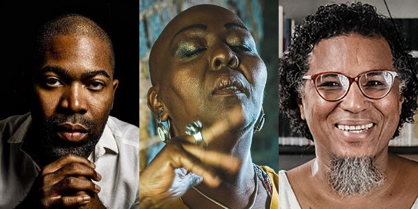 Referências de Umbó, de Leilane Teles: o cantor e compositor Tiganá Santana, a cantora Virginia Rodrigues e o coreógrafo e bailarino Matias Santiago - Fotos: Divulgação - Blog do Arcanjo
