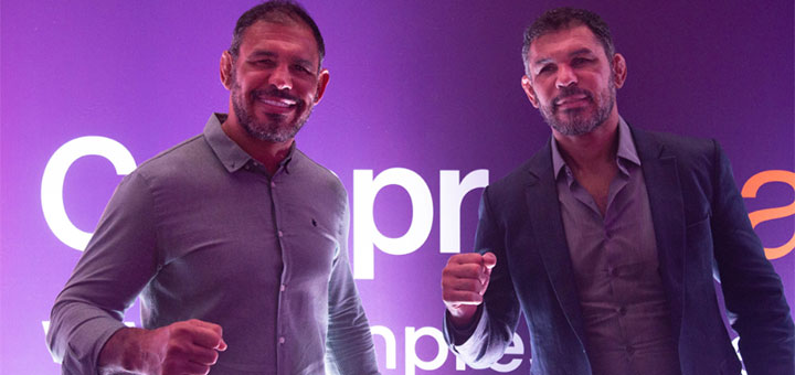 Campeões do UFC, os gêmeos Rogério Minotouro e Rodrigo Minotauro palestraram no evento Compre Sua Peça - Foto: Rafa Marques - Blog do Arcanjo