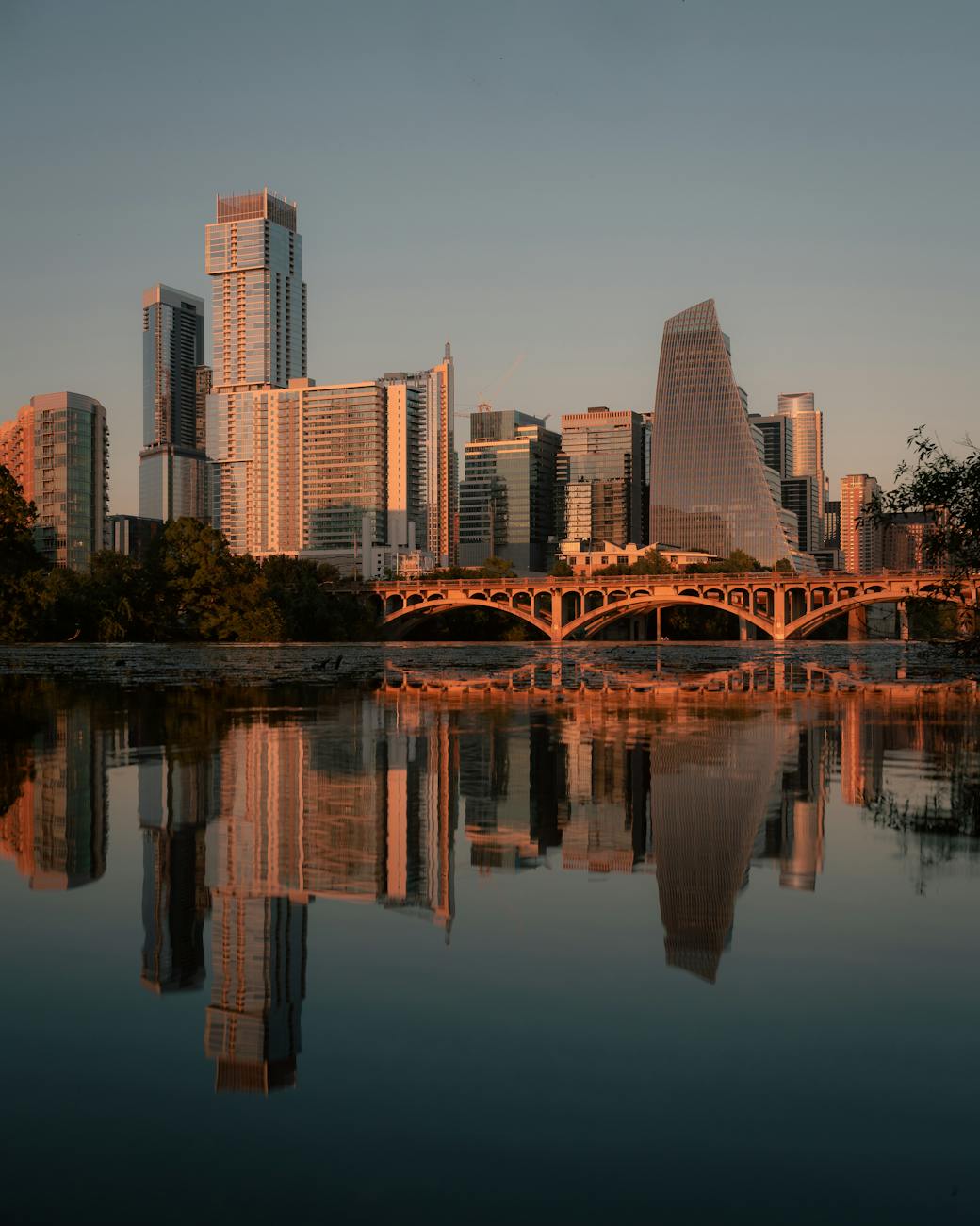skyscrapers over river in austin in texas