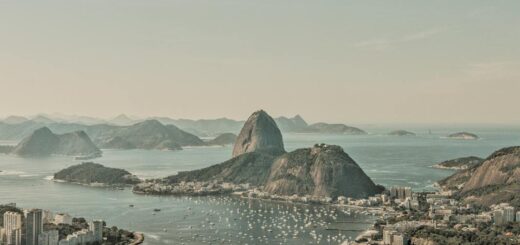 aerial photography of sugarloaf mountain in guanabara bay rio de janeiro rj brazil