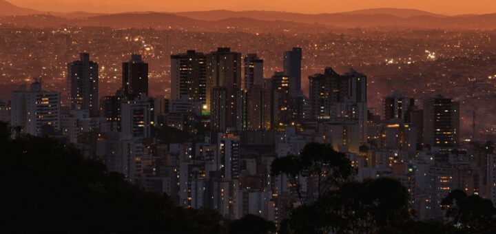 city skyline during sunset